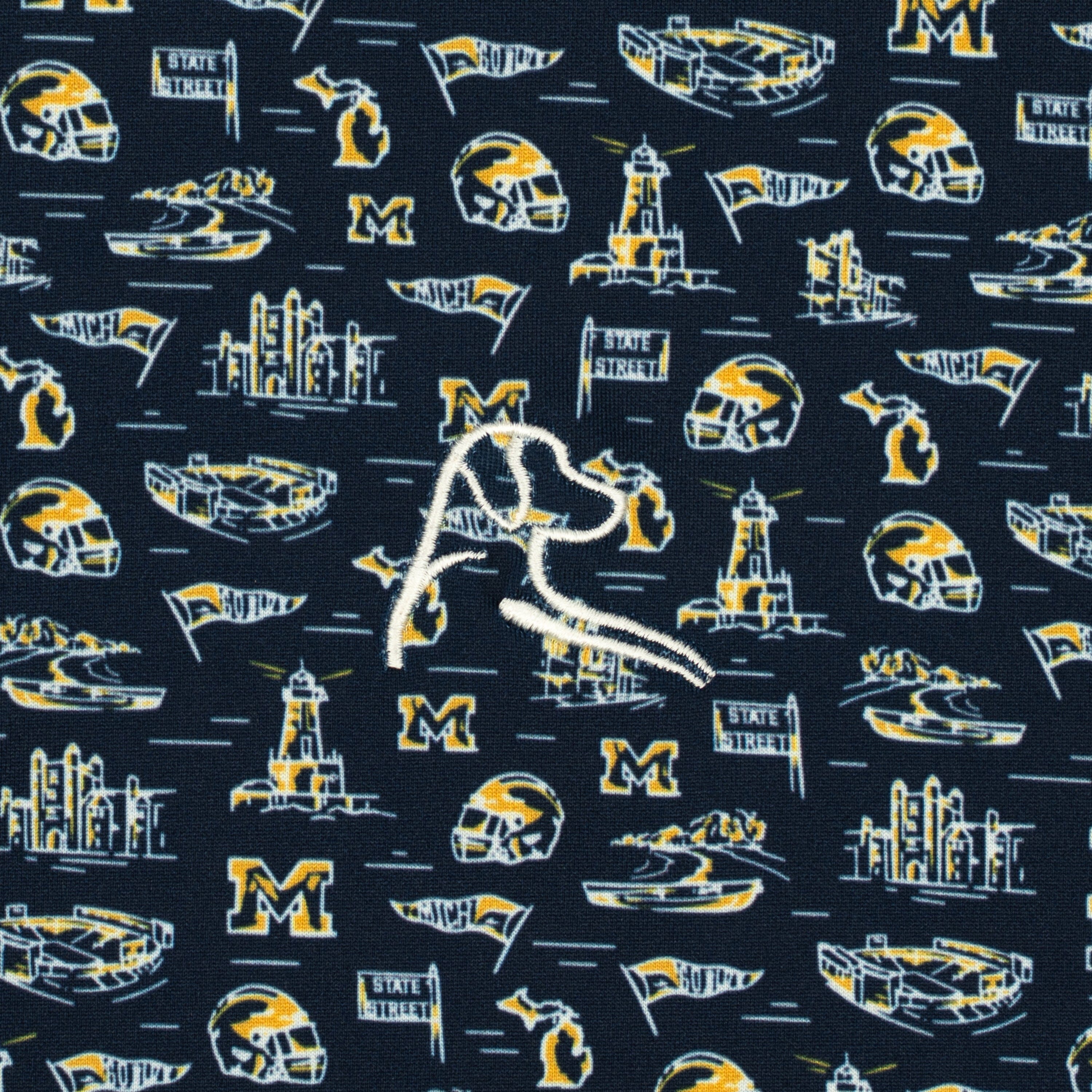 The Michigan College Town | Collegiate Polo | The Michigan College Town - Indigo Blue/White - Image 3