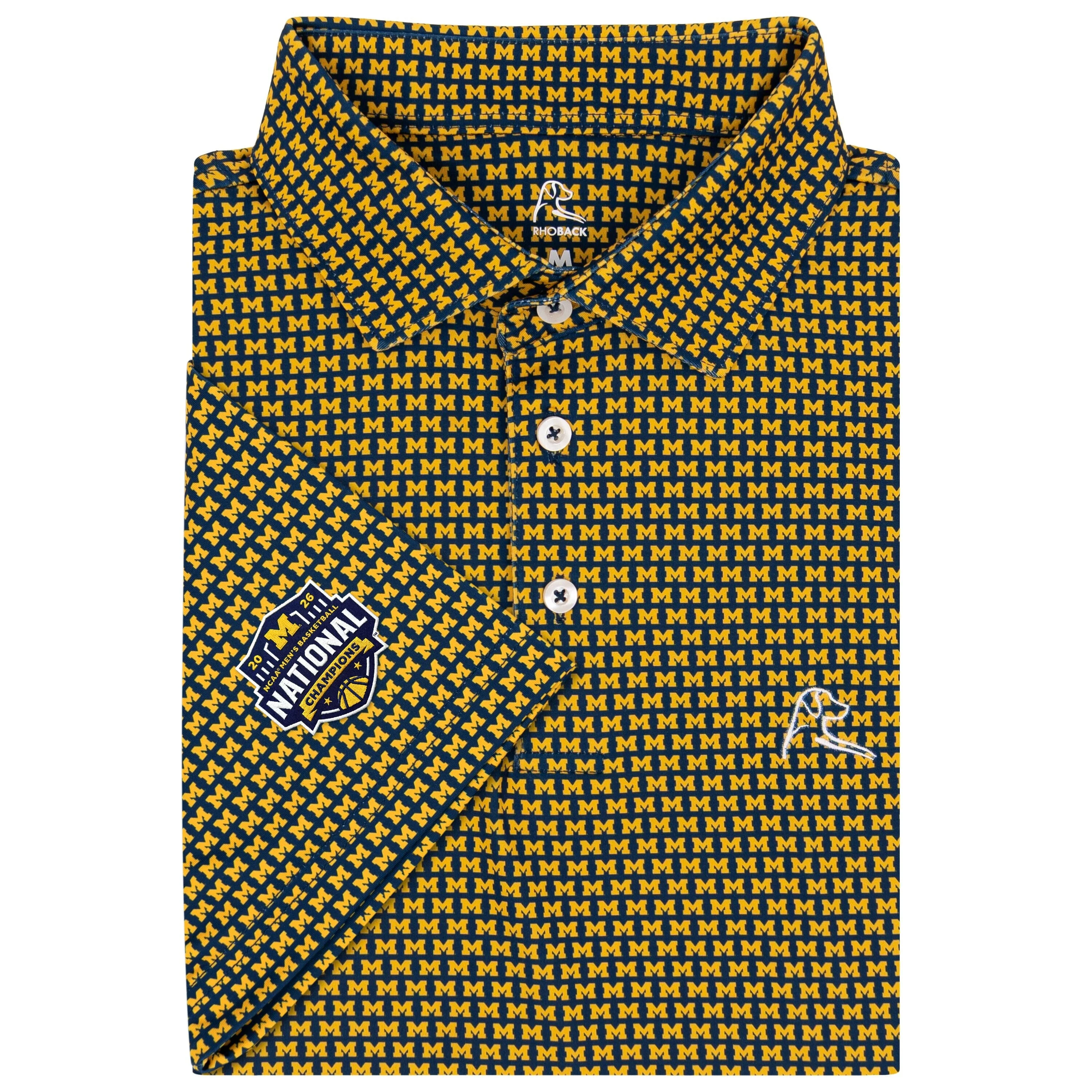The Michigan Wolverines™ - Michigan National Champions | Collegiate Polo | The Michigan Wolverines™ - Indigo Blue/Maize Yellow - MICH CHAMP 1