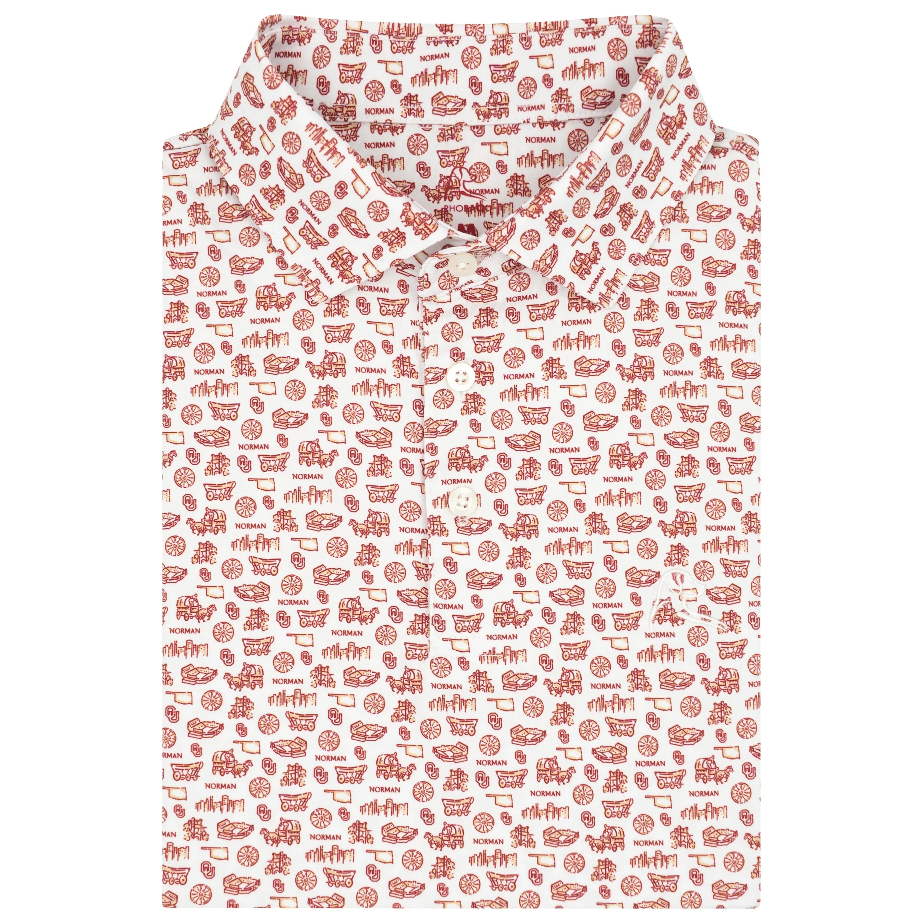 The Oklahoma College Town | Collegiate Polo | The Oklahoma College Town - White/Carmine Red