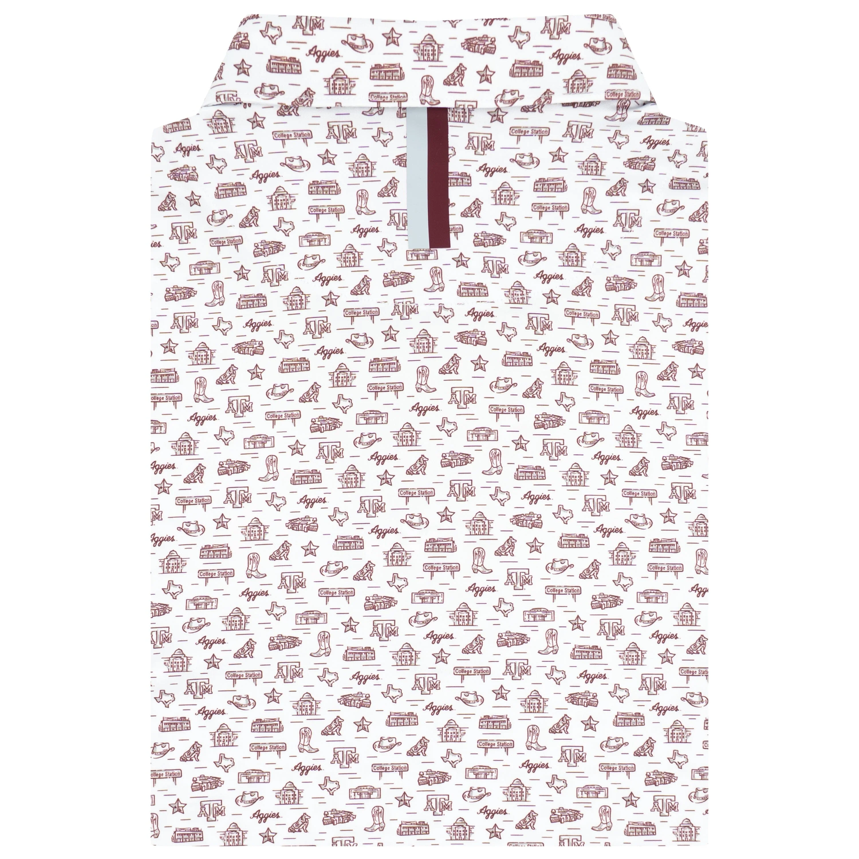 The Texas A&M College Town | Collegiate Polo | The Texas A&M College Town - White/Burgundy - Image 2