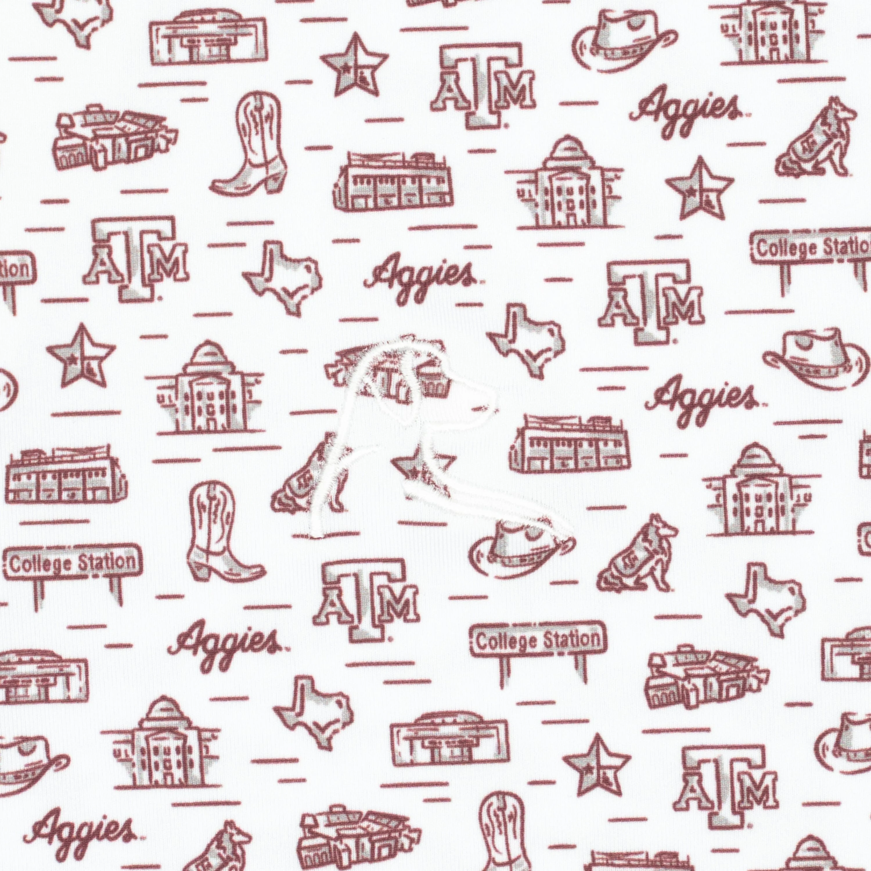 The Texas A&M College Town | Collegiate Polo | The Texas A&M College Town - White/Burgundy - Image 3