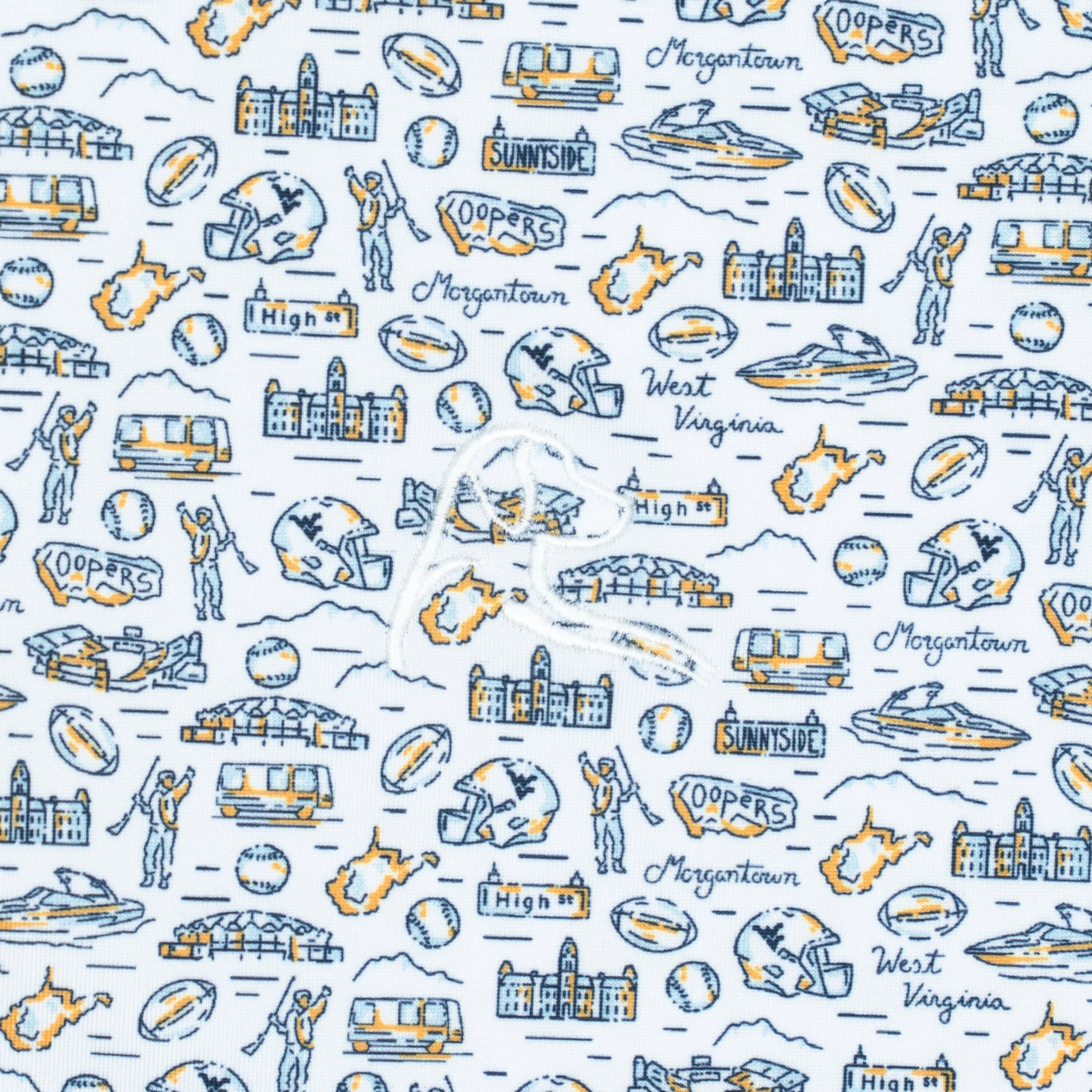 The West Virginia College Town | Collegiate Polo | The West Virginia College Town - White/Indigo Blue - Image 3