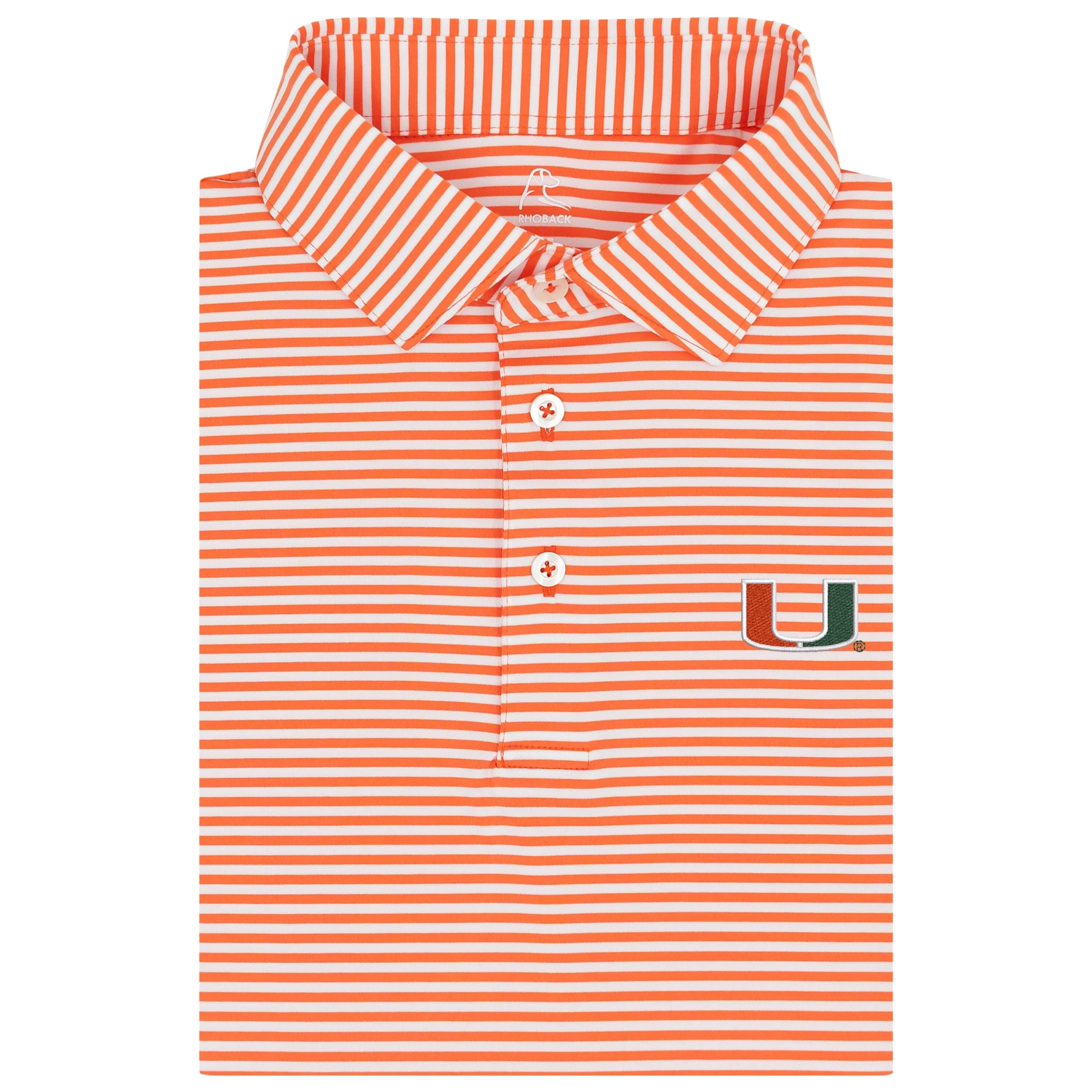 The Birdie Stripe - Miami | Collegiate Polo | The Birdie Stripe - Blaze Orange/White - MIA 2 GREEN