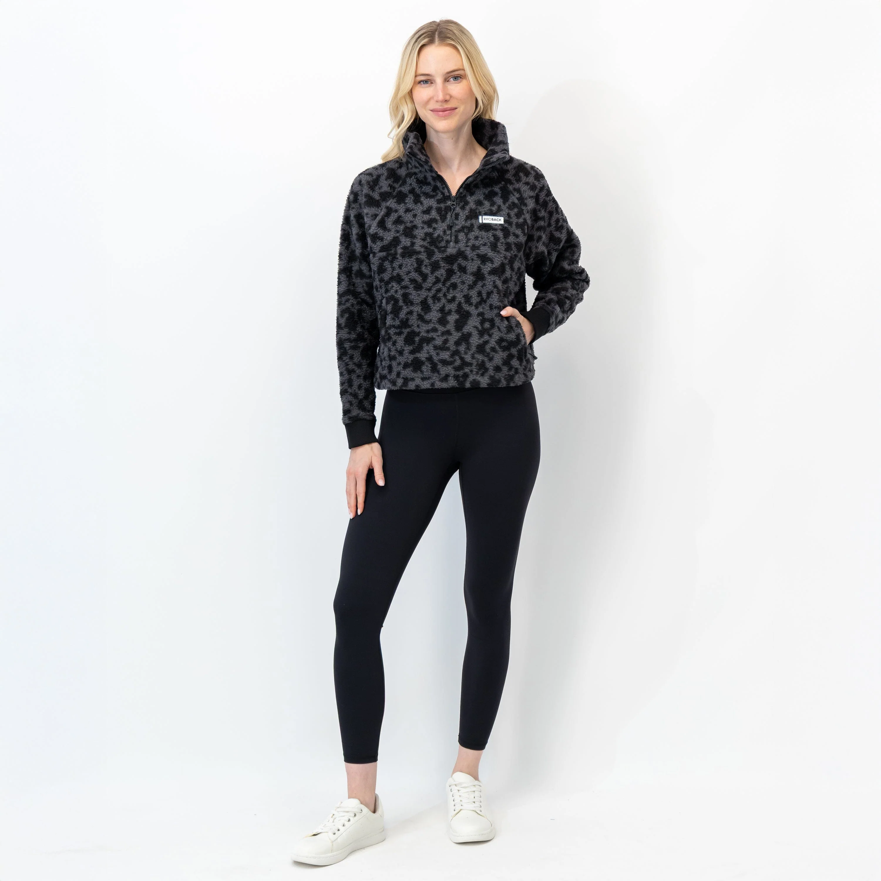 Rivanna Fleece Pullover | The Leopard Camo - Charcoal Grey/Midnight Black - Image 6