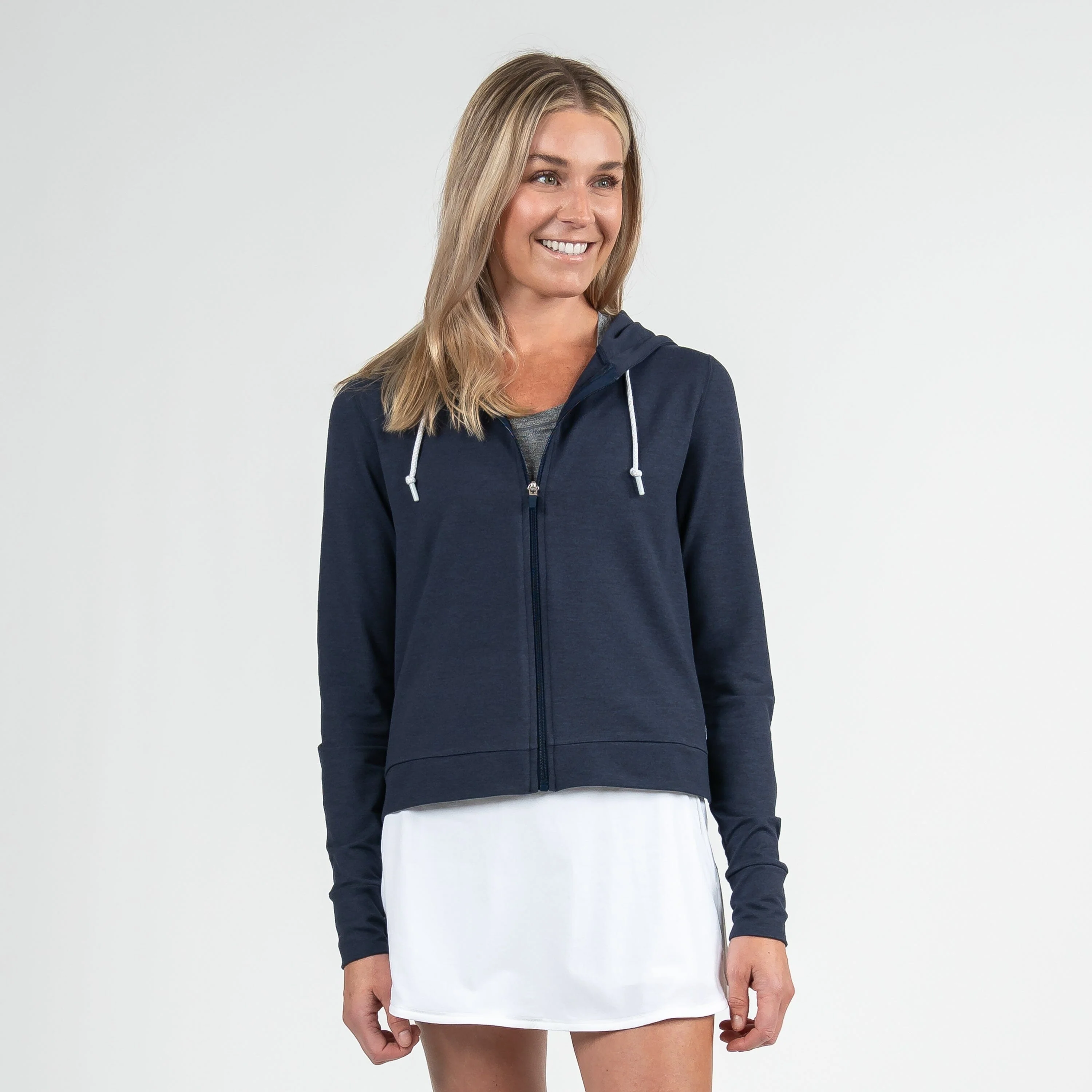Tempo Performance Full-Zip Hoodie | Heather - Fleet Navy/Nightshade - Image 3