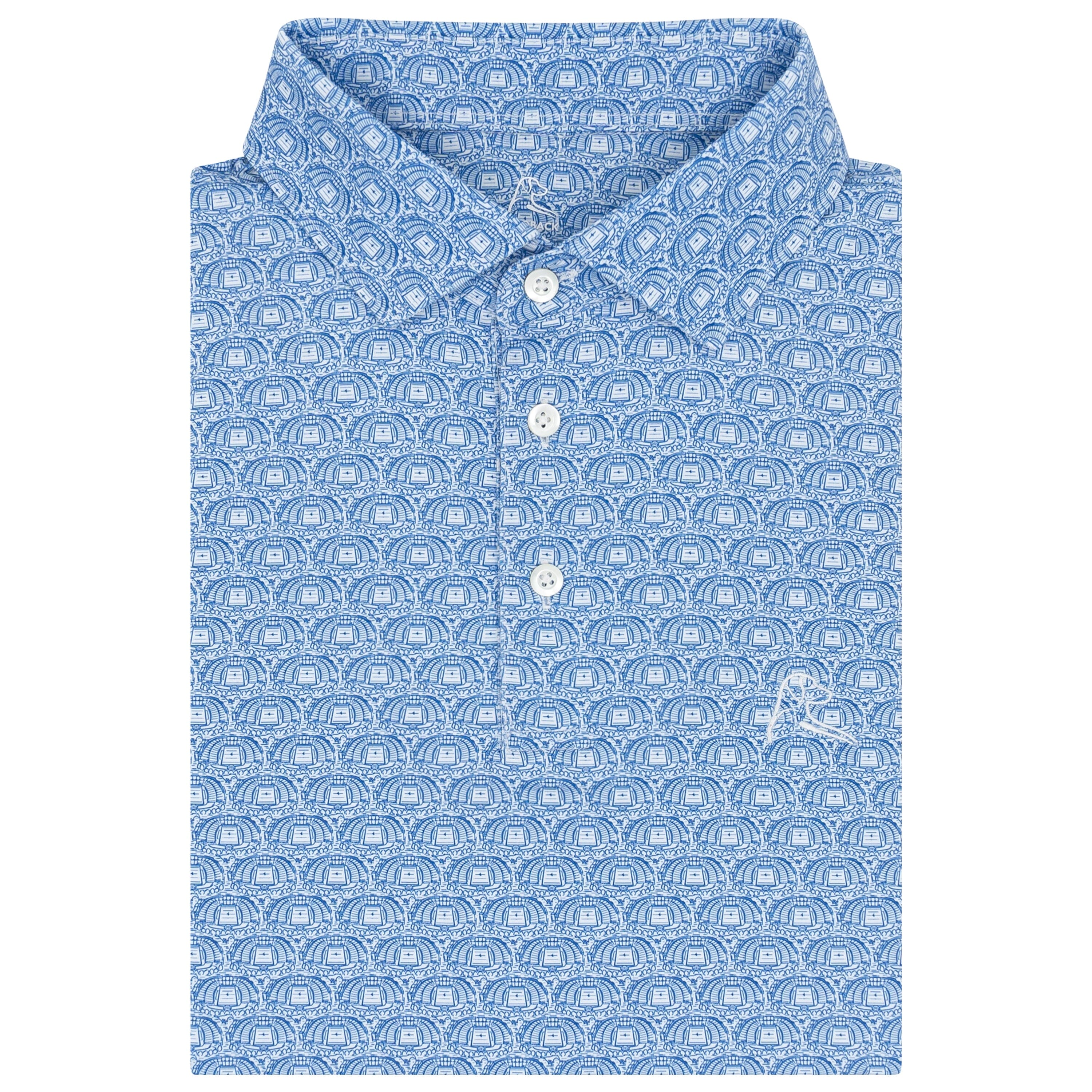 The SMU Gerald J Ford Stadium | Collegiate Polo | The SMU Gerald J Ford Stadium - White/Ocean Blue