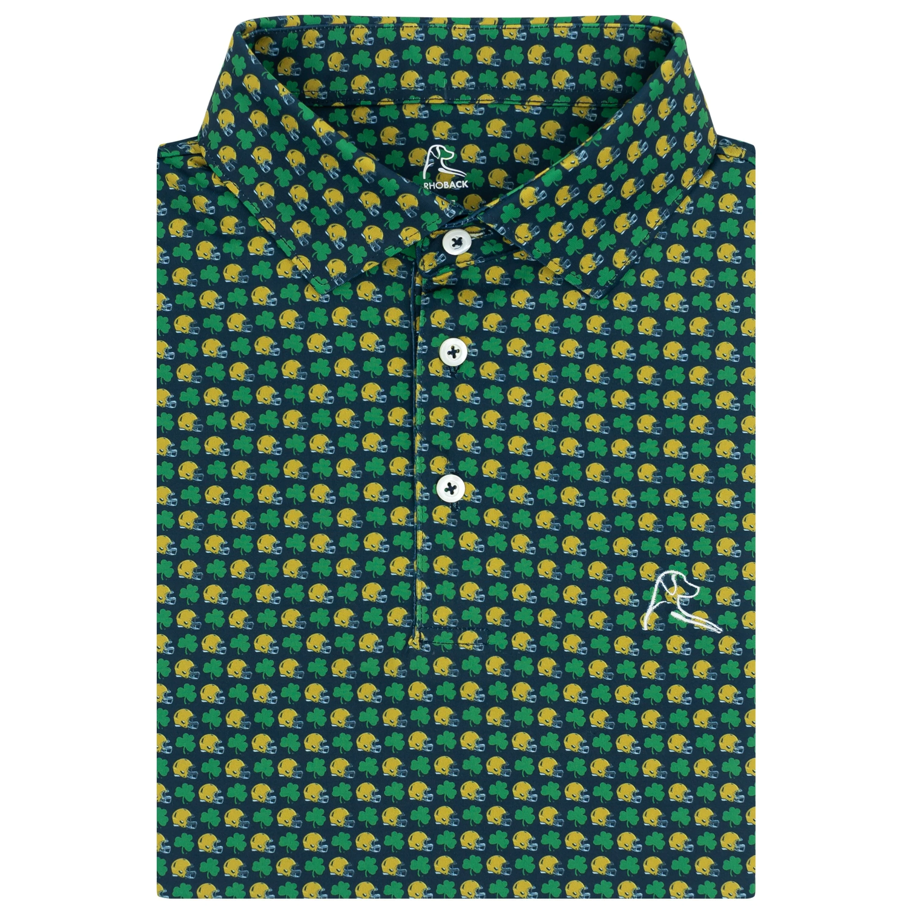 The Notre Dame Golden Domer® | Collegiate Polo | The Notre Dame Golden Domer® - Indigo Blue/Irish Green
