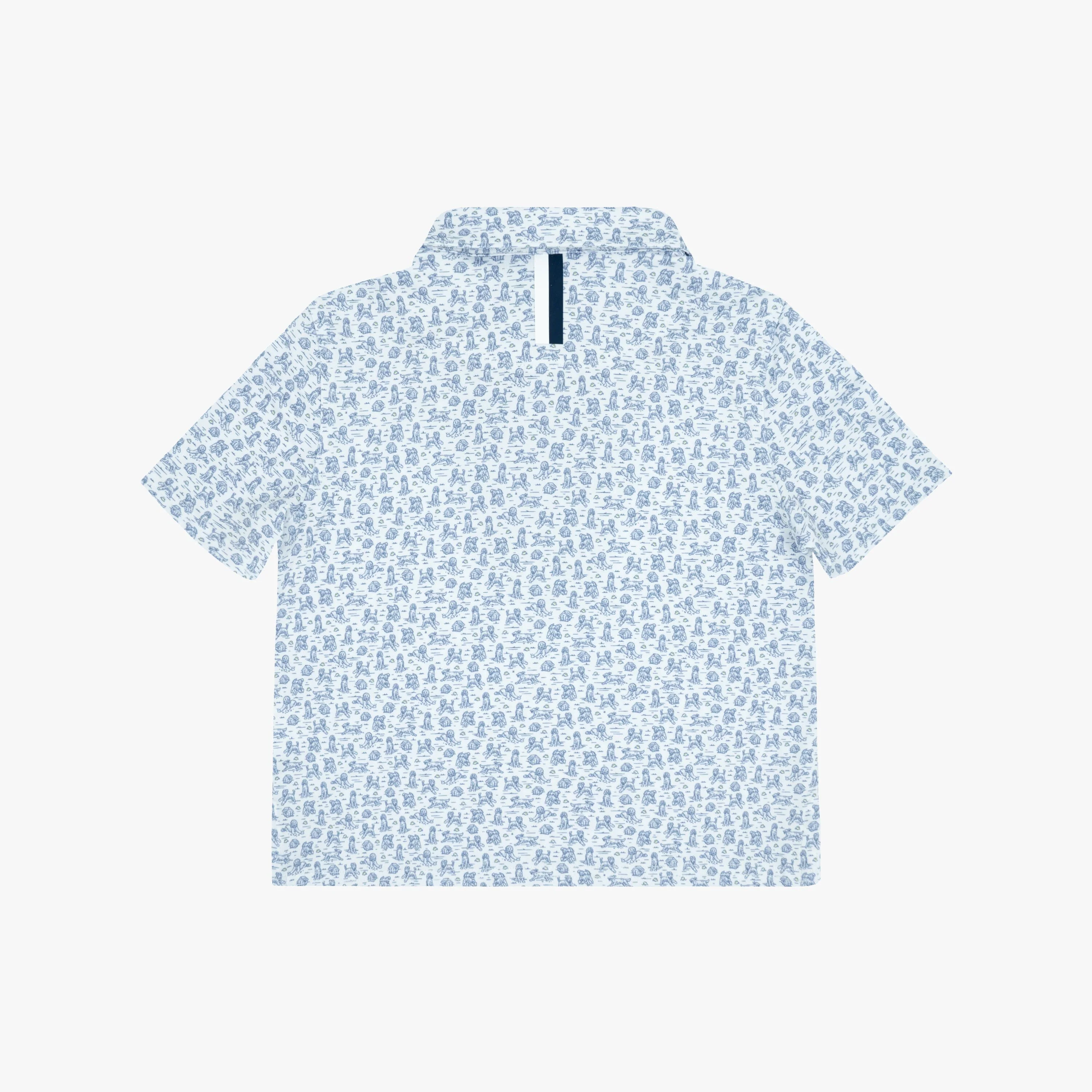 The Lil' Doodle | Performance Polo | The Doodle - White/Short Stop Blue - Image 2