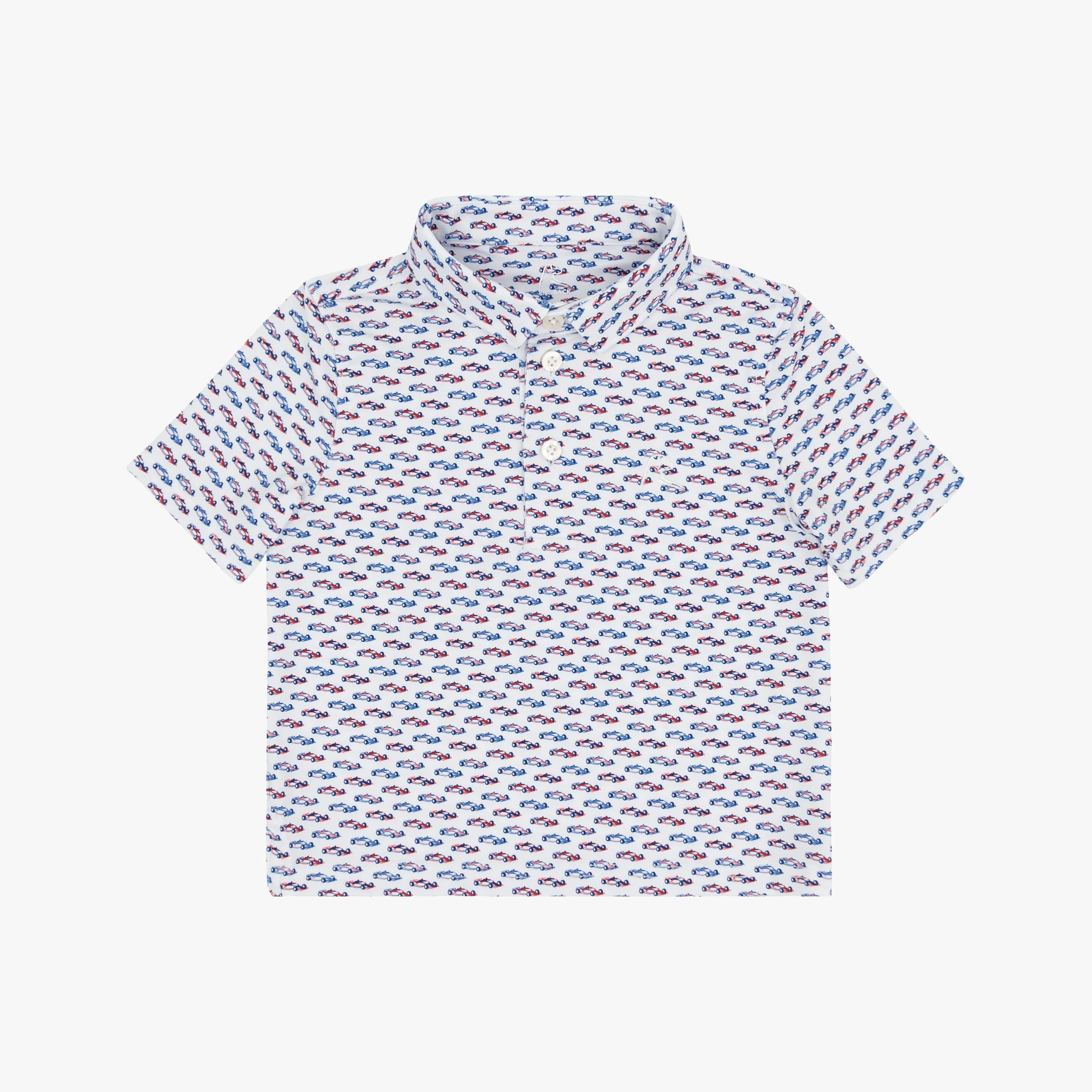 The Lil' Real Fast, Real Left | Performance Polo | The Real Fast, Real Left - White/Classic Red - USA