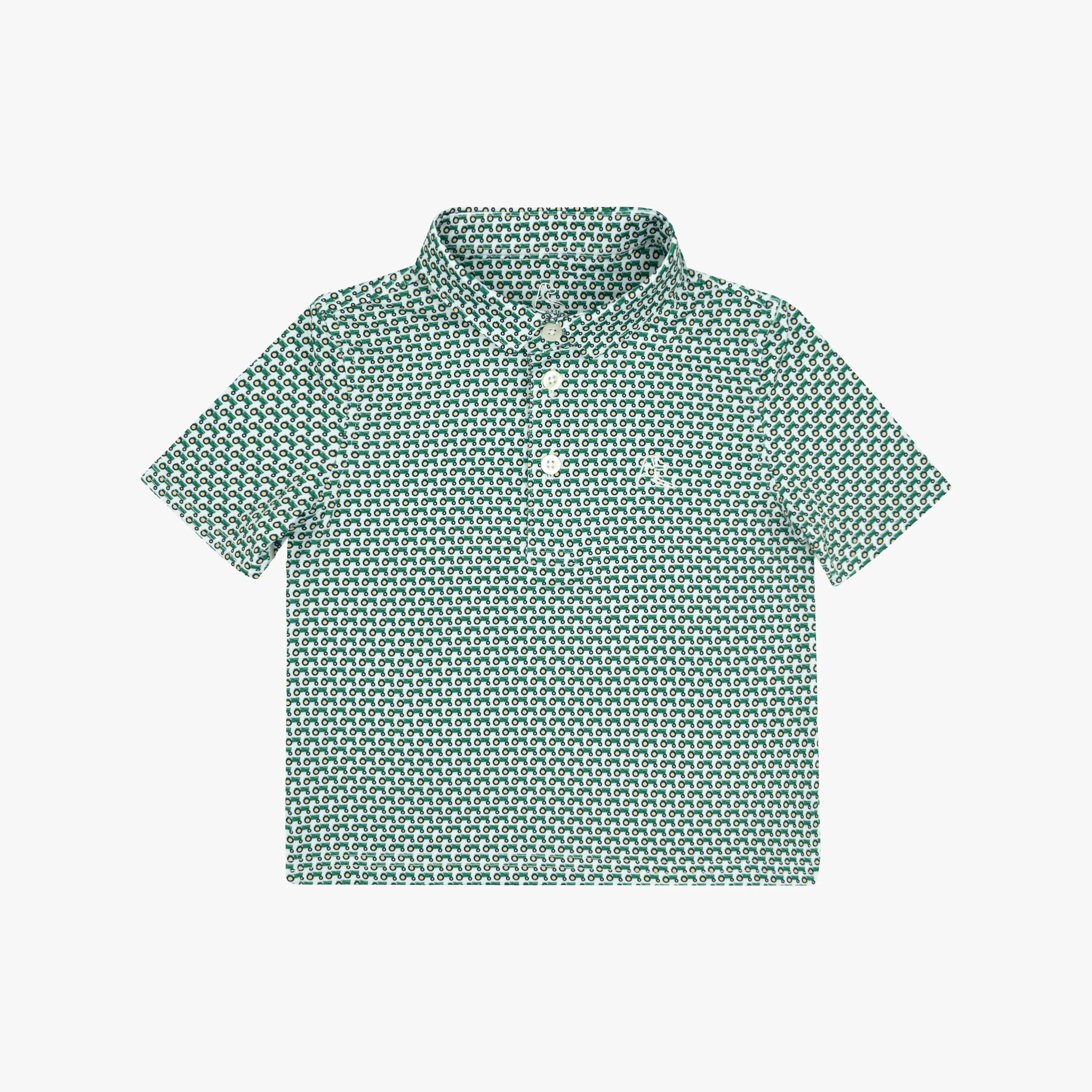 The Lil' Tractor | Performance Polo | The Tractor - White/Kelly Green