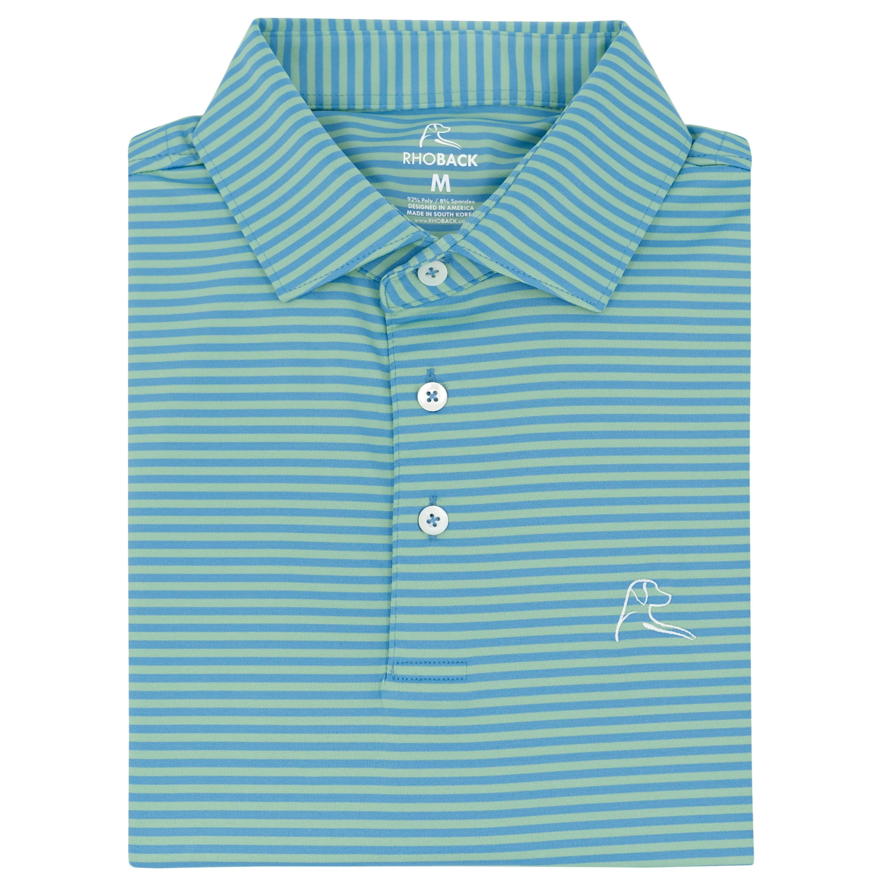 The Birdie Stripe | Performance Polo | The Birdie Stripe - Palm Green/Maritime Blue