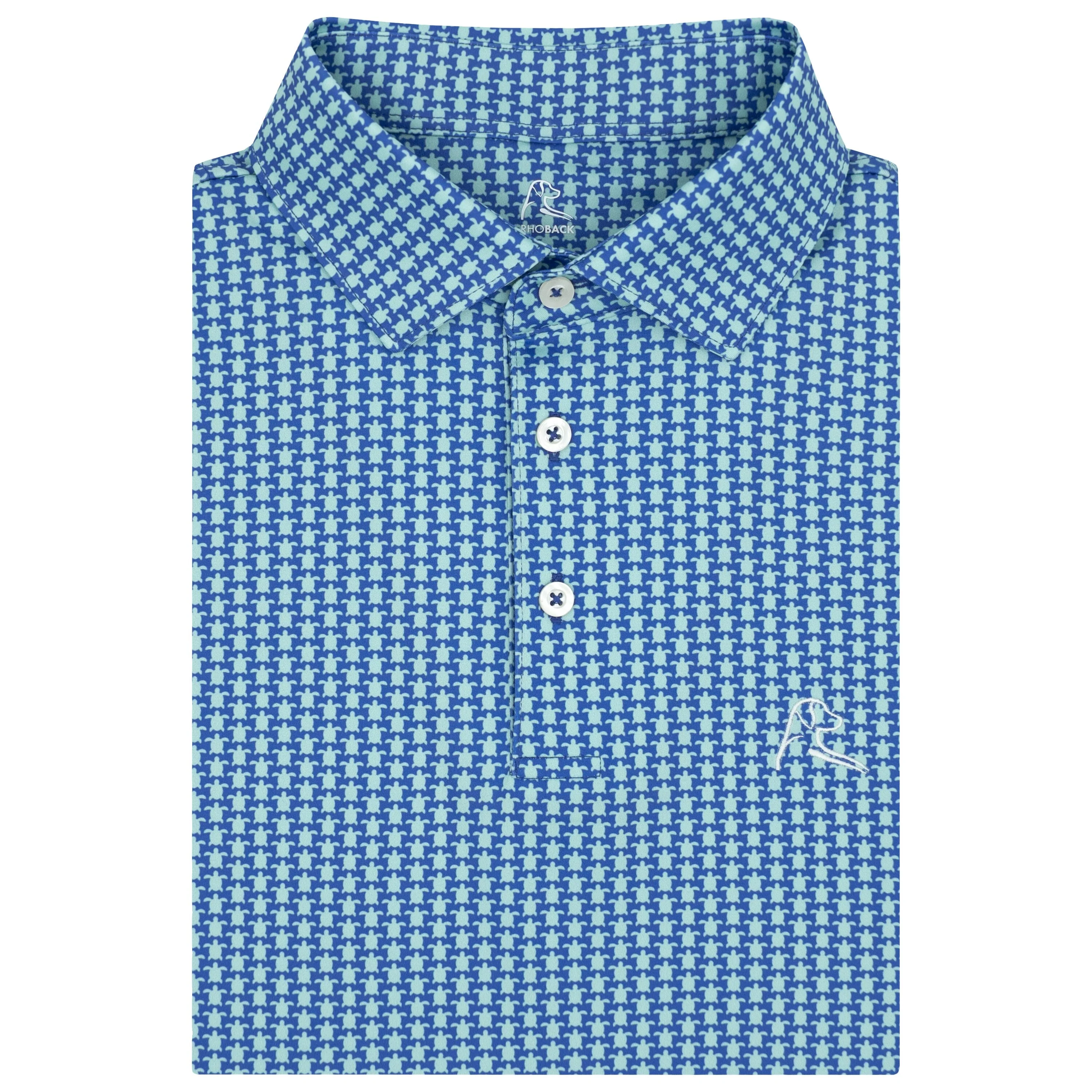 The Turtle Tile | Performance Polo | The Turtle Tile - Bunker Blue/Antigua Green