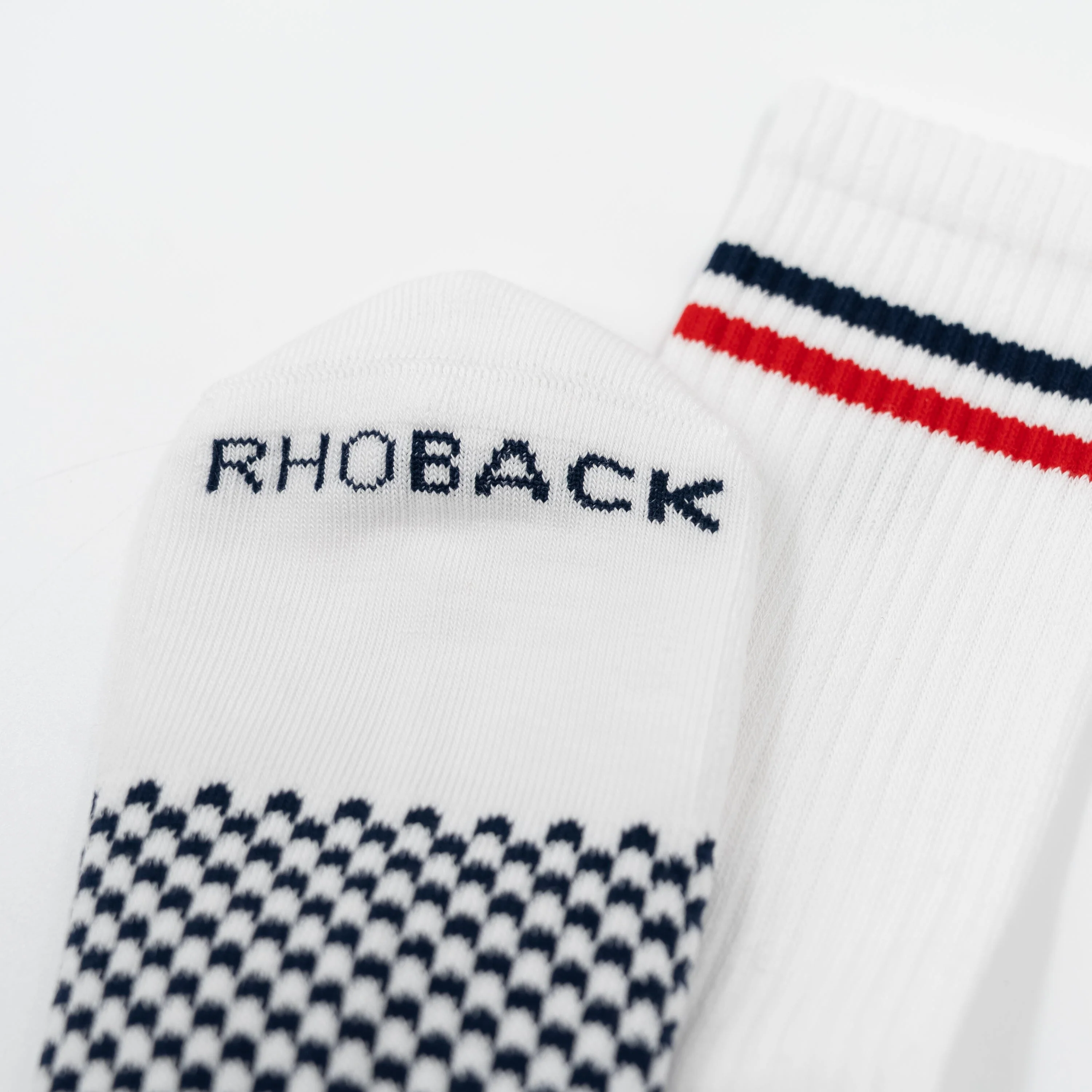 Stratus Performance Crew Socks | Solid - White - Cardinal Red/Fleet Navy - Image 3
