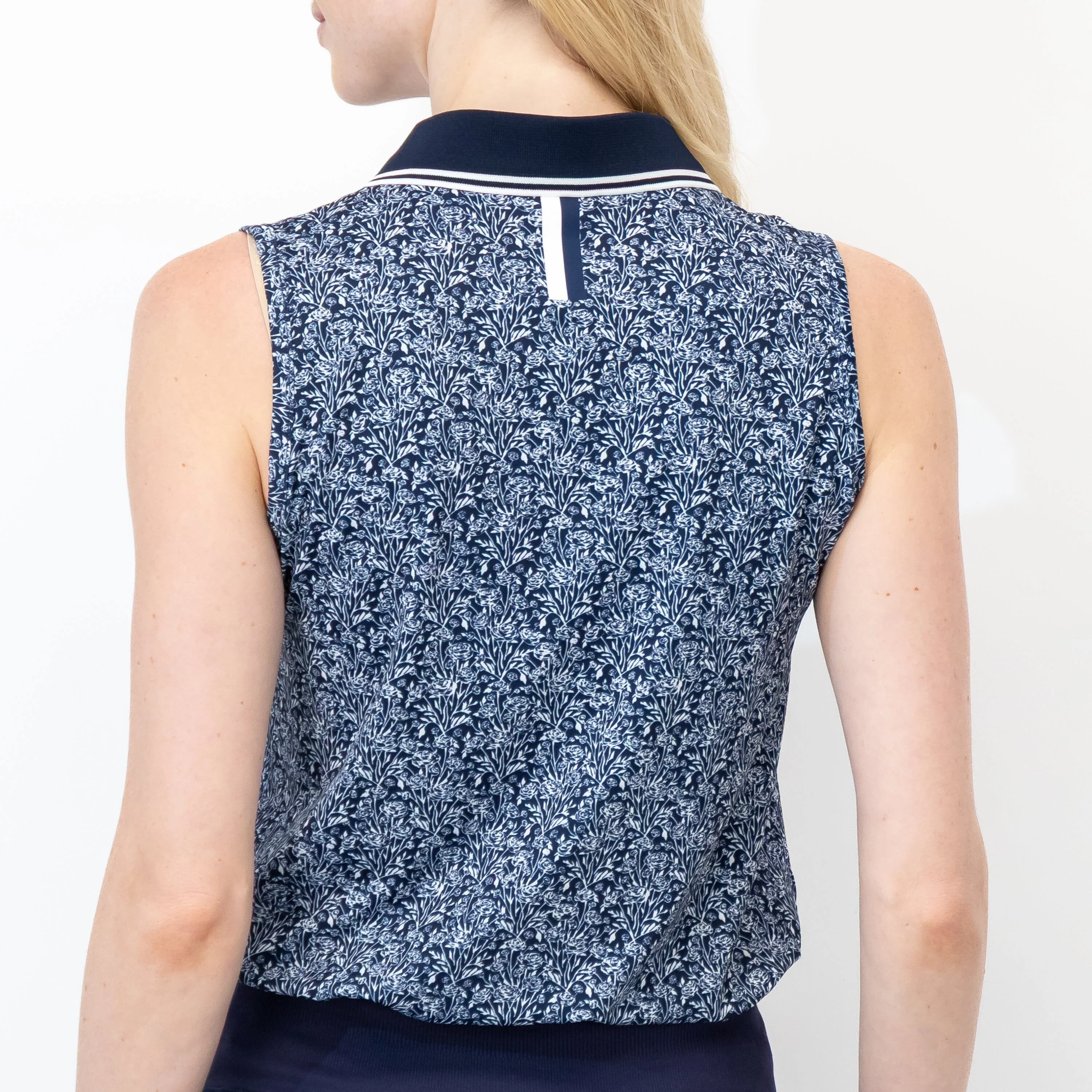 Brooke Sleeveless Performance Polo | The Addison - Fleet Navy/White - Image 3