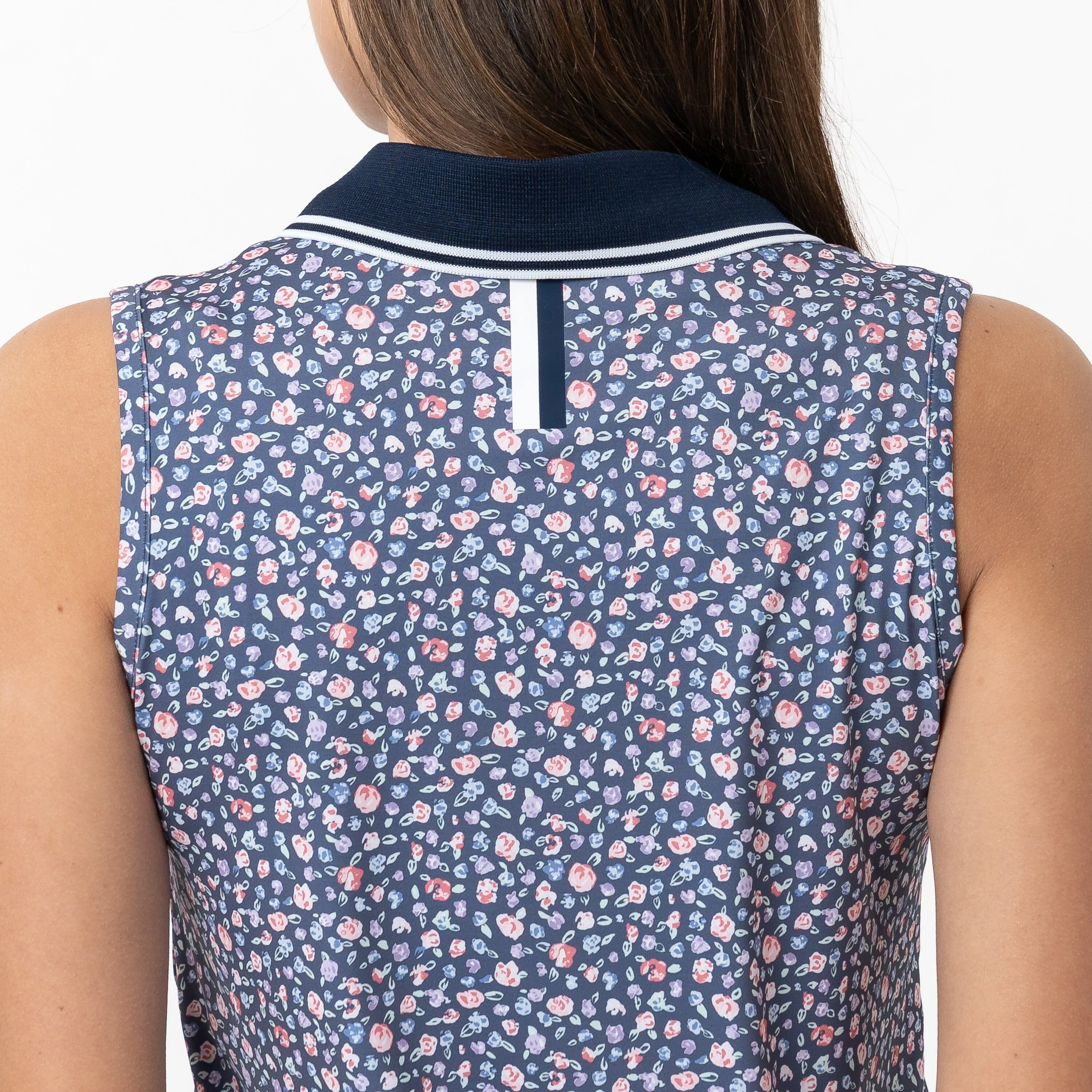 Brooke Sleeveless Performance Polo | The Fresh Picked - Slate Blue/Blossom Pink - Image 3