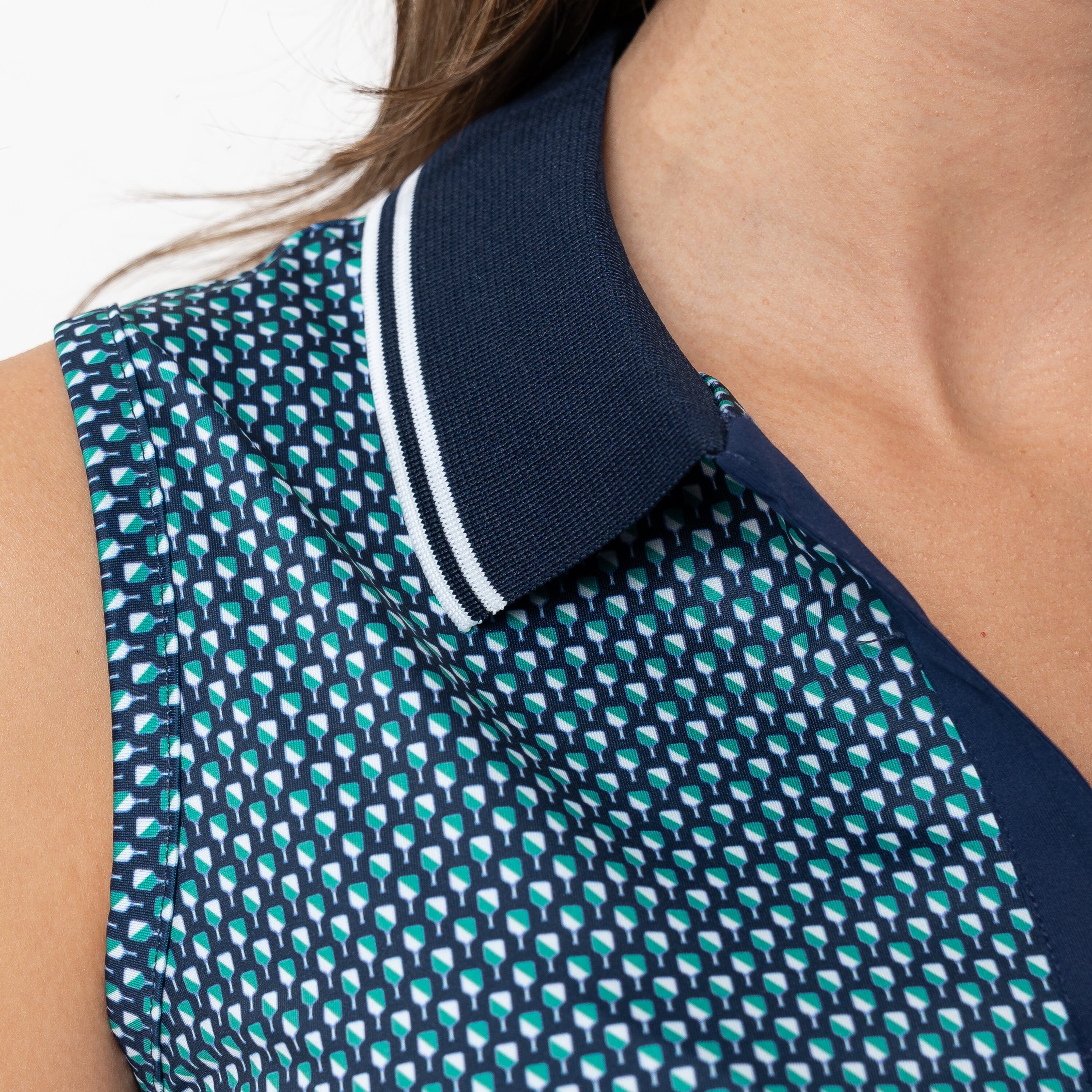 Brooke Sleeveless Performance Polo | The Paddle - Fleet Navy/Kelly Green - Image 4