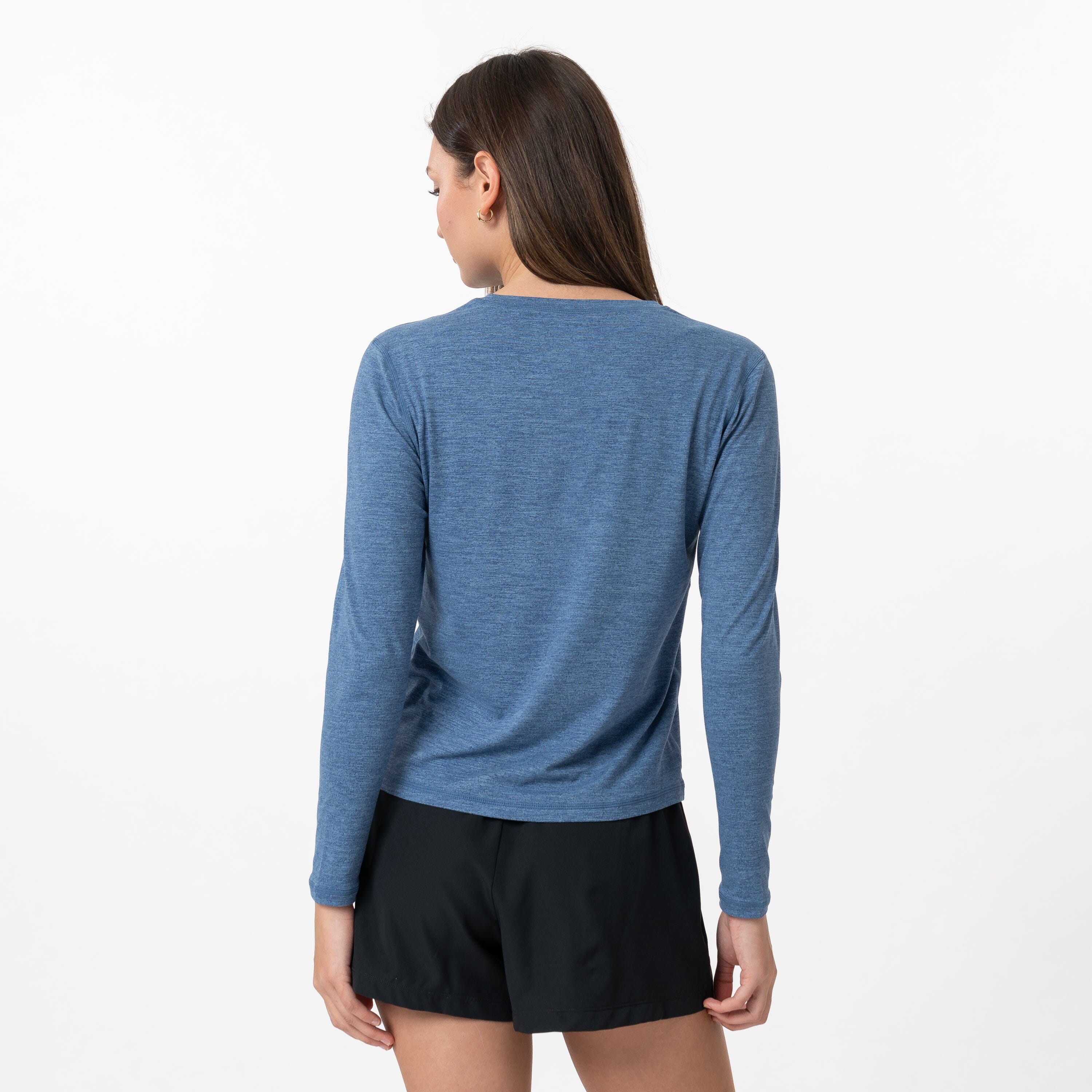 Drift Performance Long Sleeve Tee | Heather - Coastal Blue/Potomac Blue - Image 2