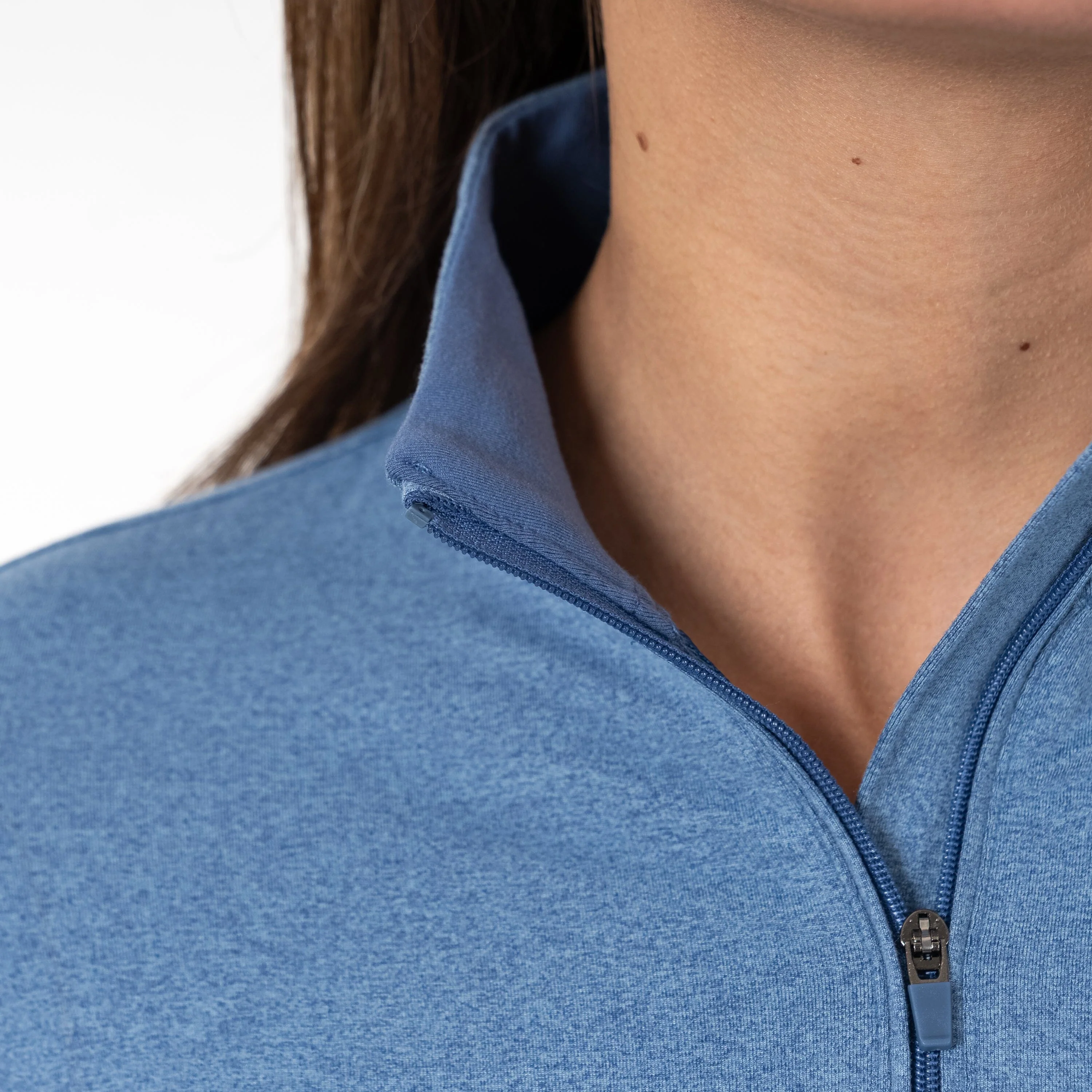 Heather Performance Q-Zip | Heather - Coastal Blue/Potomac Blue - Image 4