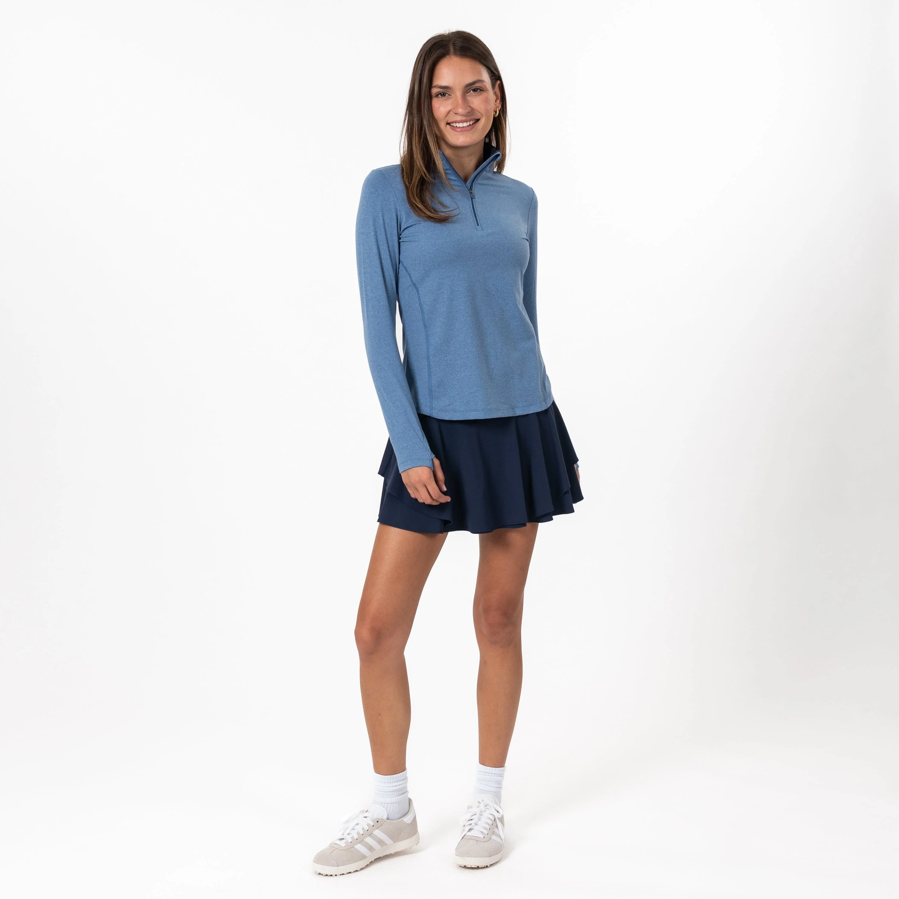 Heather Performance Q-Zip | Heather - Coastal Blue/Potomac Blue - Image 5