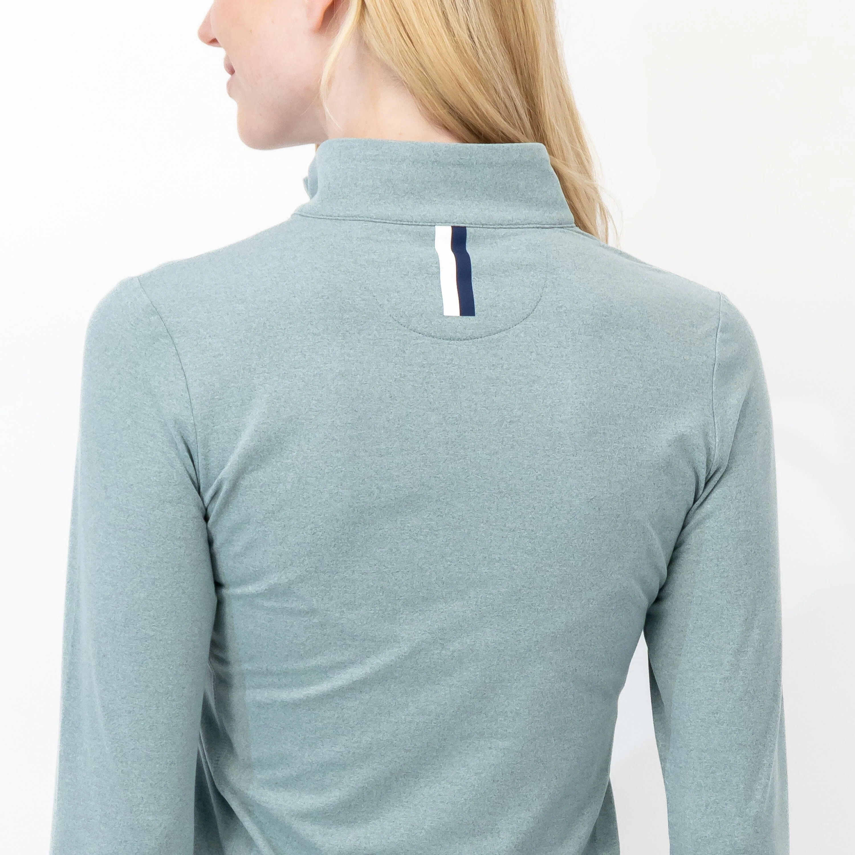 Heather Performance Q-Zip | Heather - Jungle Green/Antigua Green - Image 3