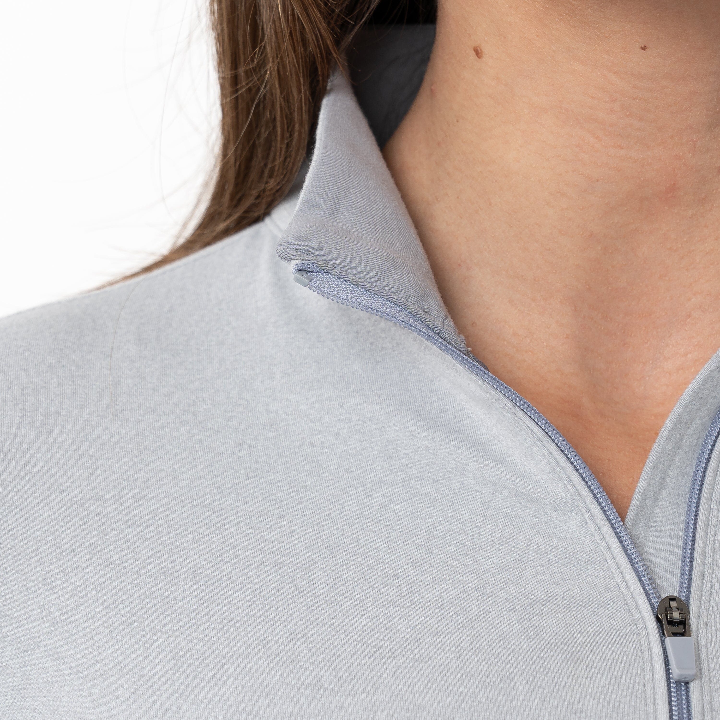 Heather Performance Q-Zip | Heather - Stainless Steel/White - Image 4
