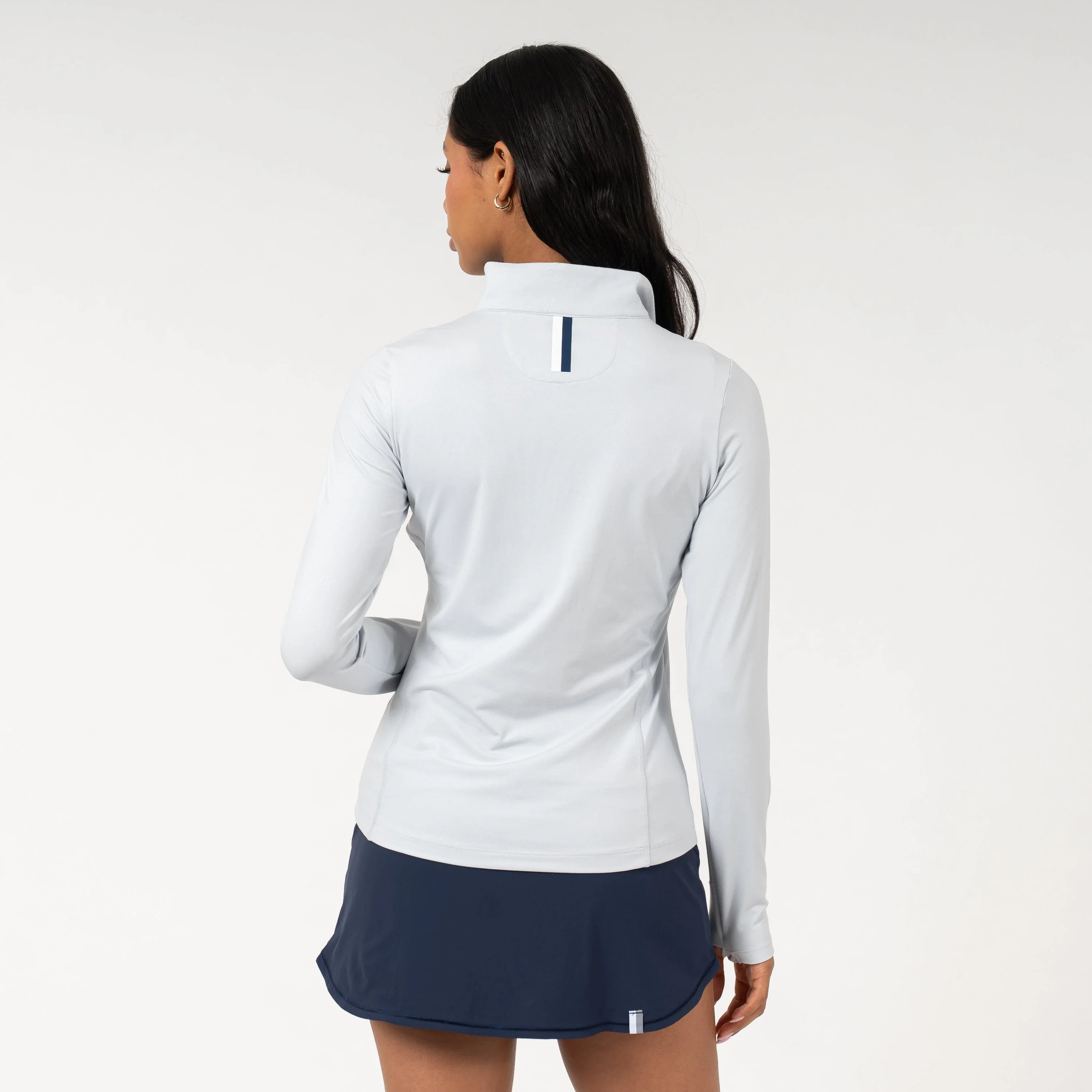 Heather Performance Q-Zip | Heather - Stratus Grey/White - Image 3