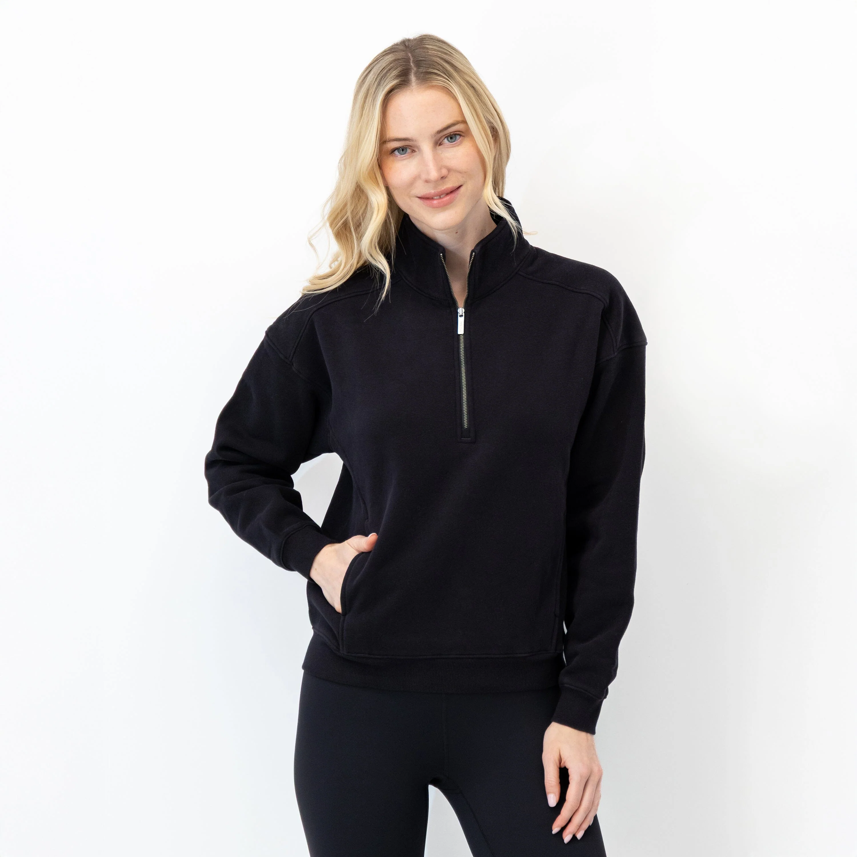 Serenity Half-Zip | Solid - Midnight Black - Image 2