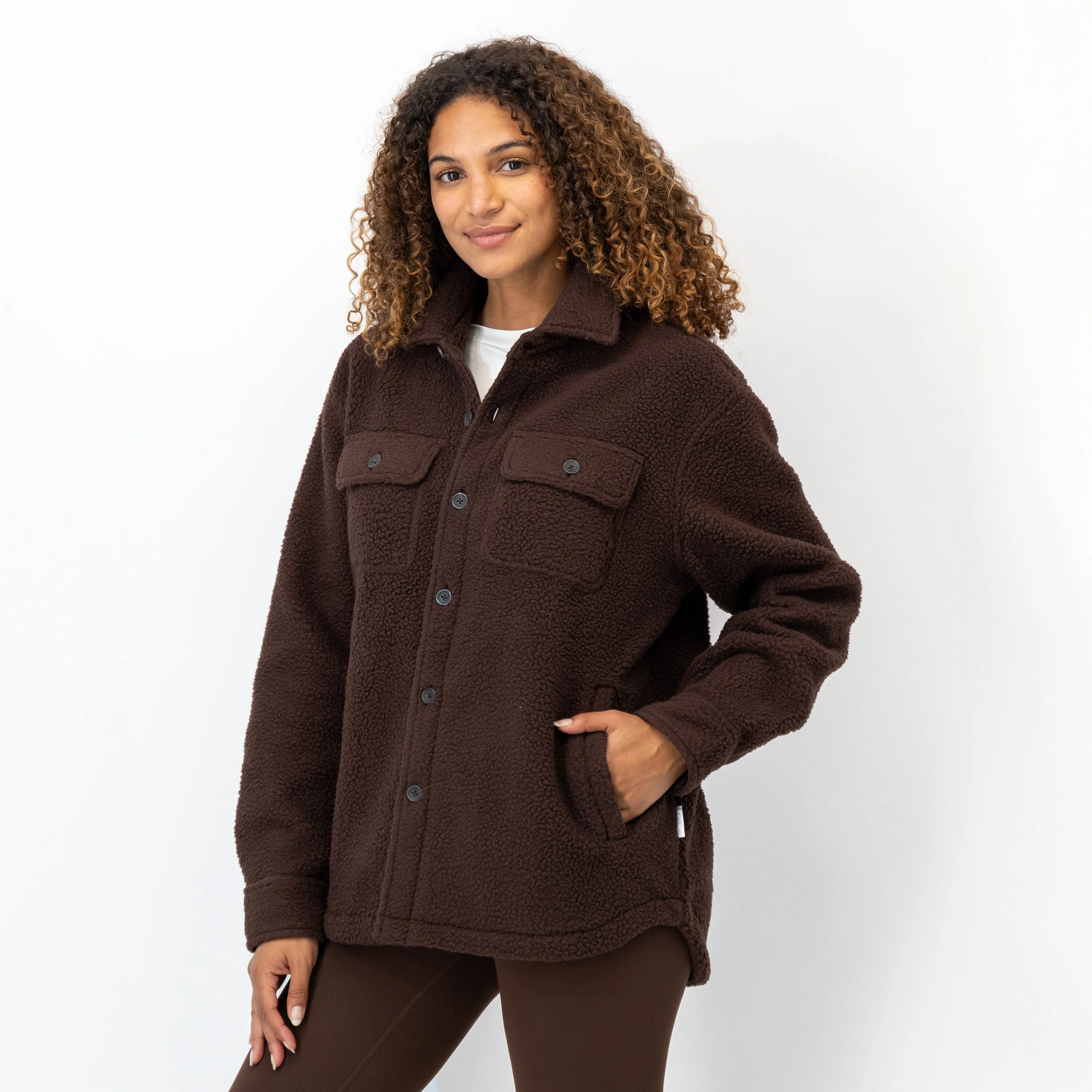 Summit Fleece Shirt Jacket | Solid - Cocoa (Women) - Image 4