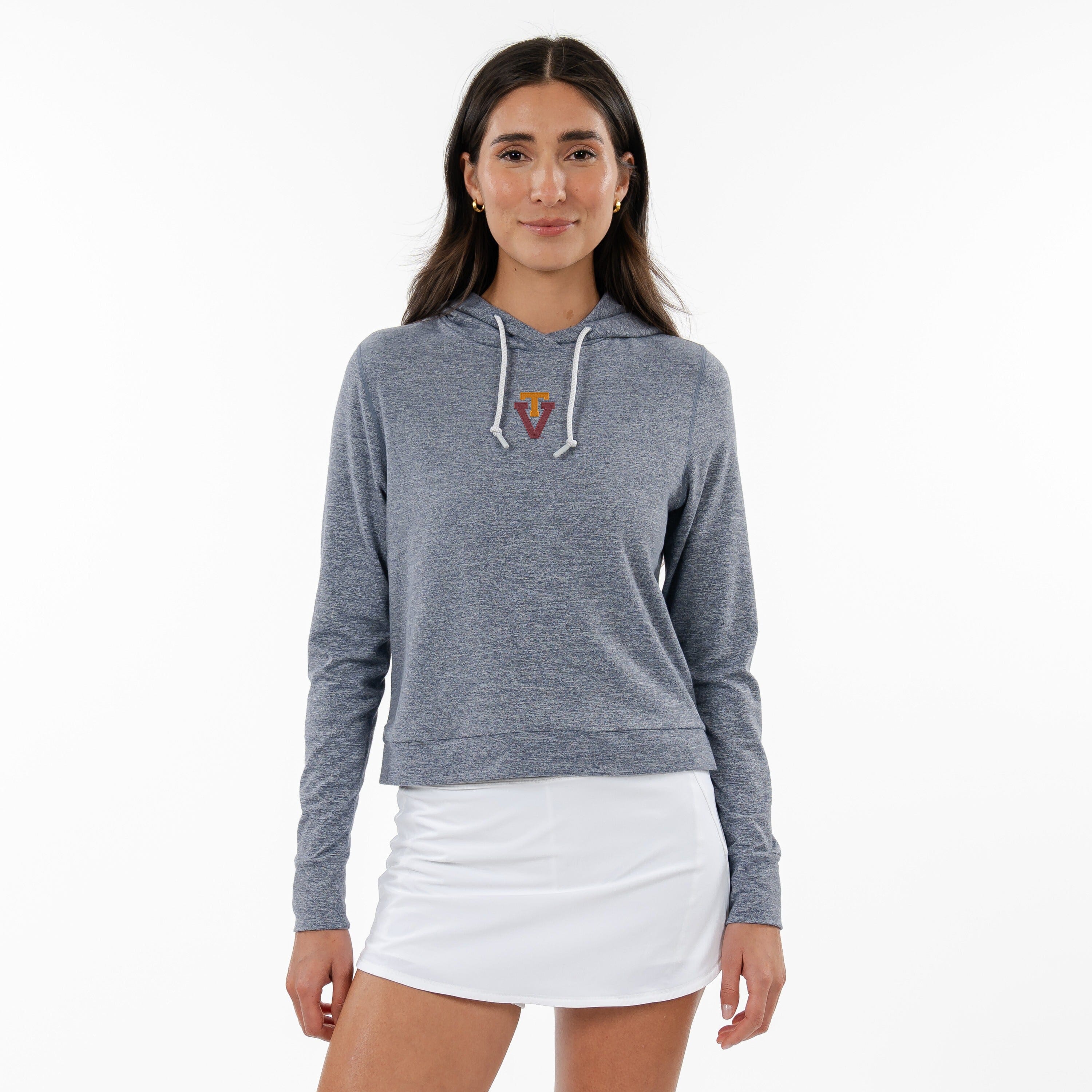 Tempo Collegiate Hoodie - Virginia Tech | Heather - Steel Grey/White - VT 3 MAROON