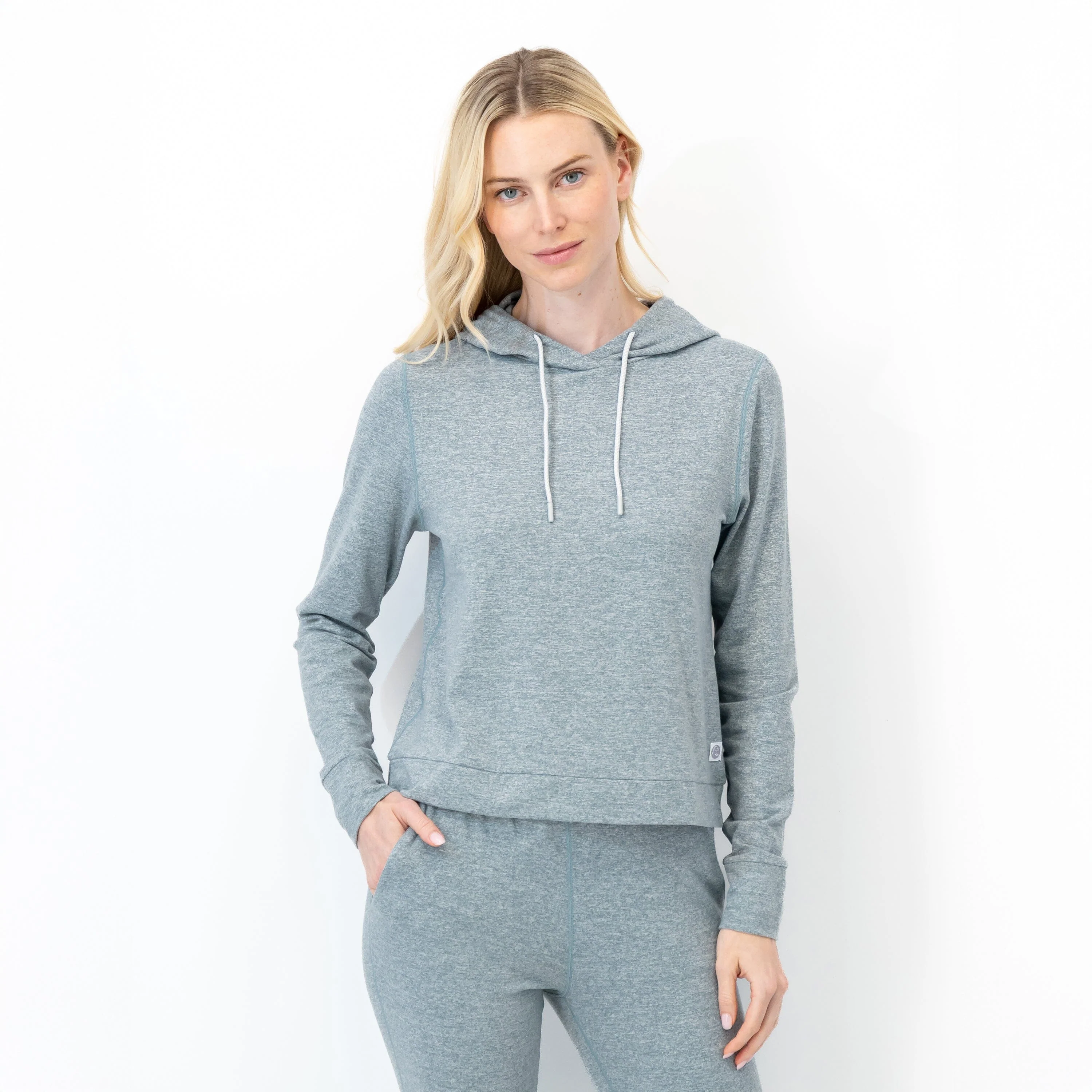 Tempo Performance Hoodie | Heather - Jungle Green/White