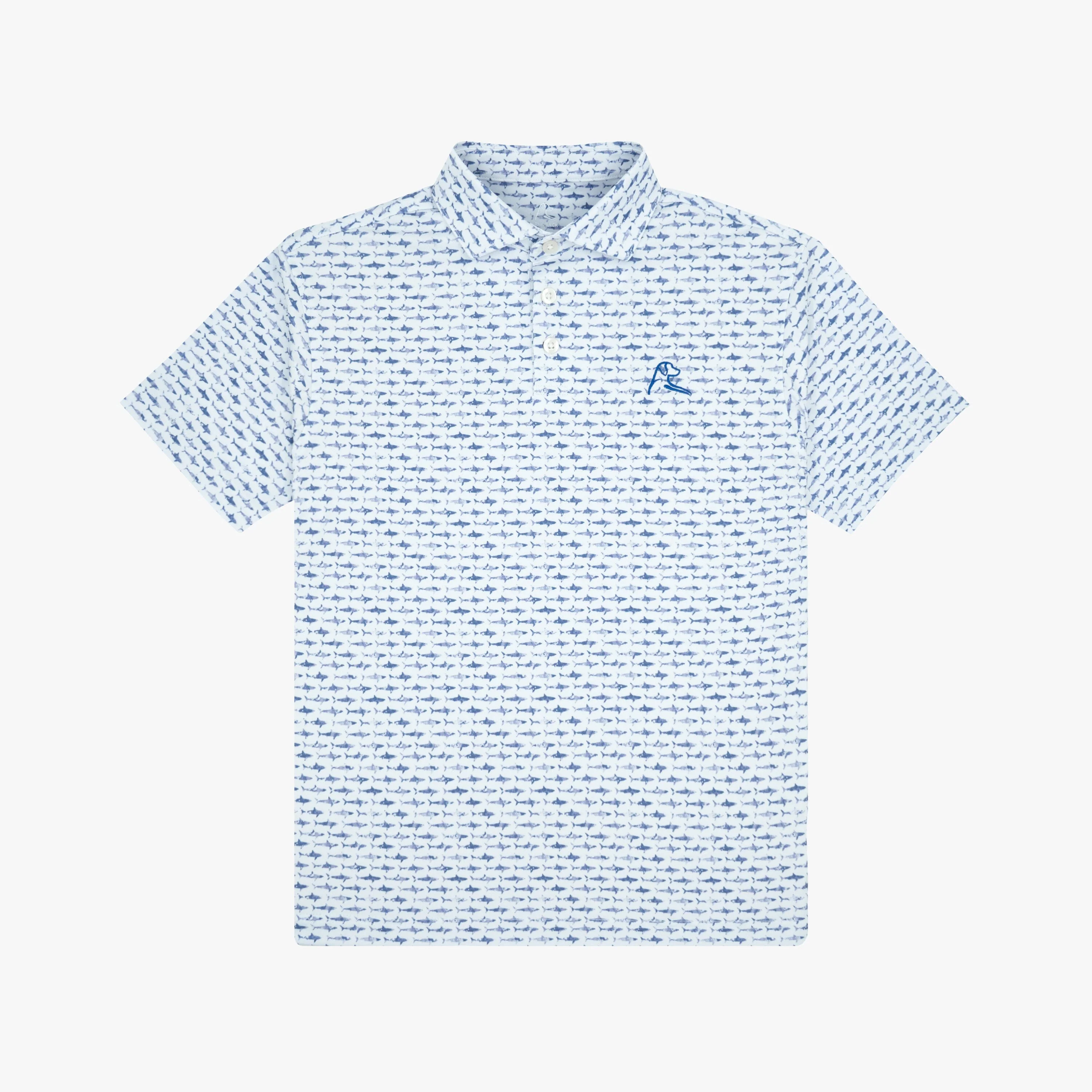 The Youth Shark | Performance Polo | The Shark - White/Lavender Blue